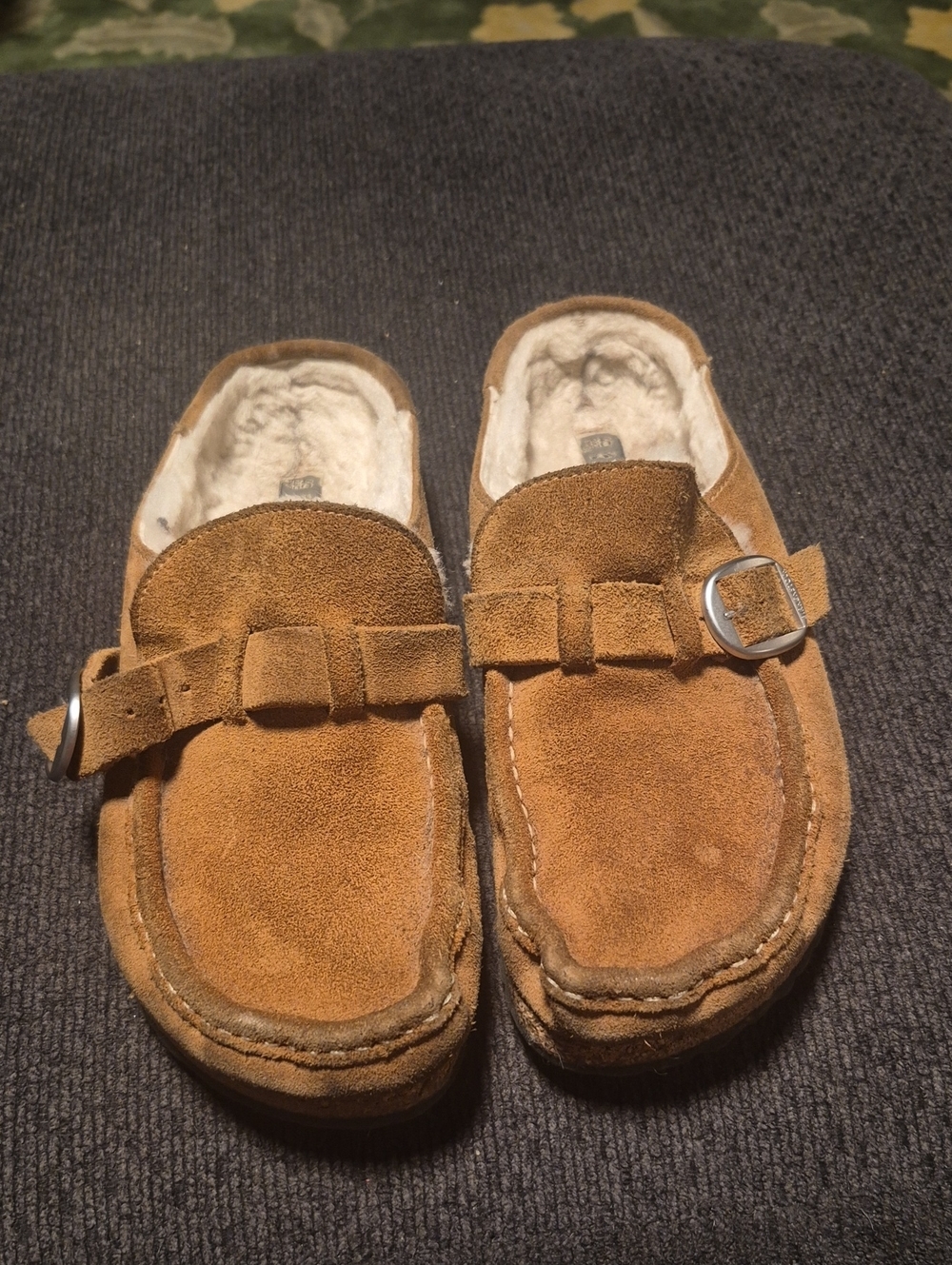 Birkenstock Tan Suede Shearling-Lined Clog Mules